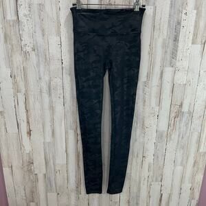 Spanx High Rise Black Camo Faux Leather Leggings Womens Size Small